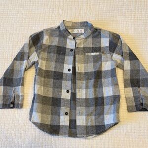 Zara Kids Gray and White Plaid Button Down Shirt
